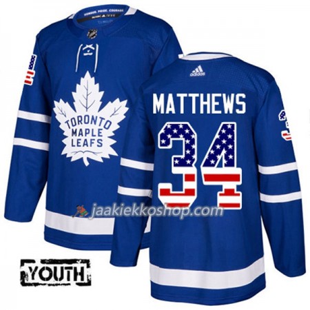 Lapsille NHL Toronto Maple Leafs Pelipaita Auston Matthews 34 Adidas 2017-2018 Sininen USA Flag Fashion Authentic